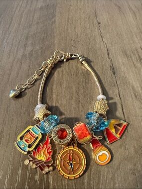 Gold-Tone Multicolor Camp Charm Bracelet Stainless Steel